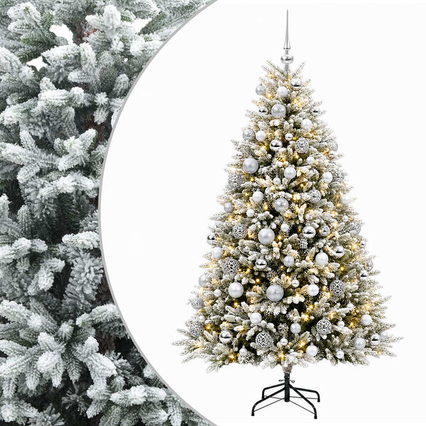 Muovinen joulukuusi koristeilla 240 cm 300 LEDiä