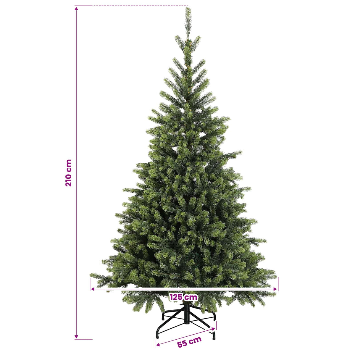 Tekokuusi joulupalloilla 210 cm 300 LEDiä Lämpimän Valkoinen