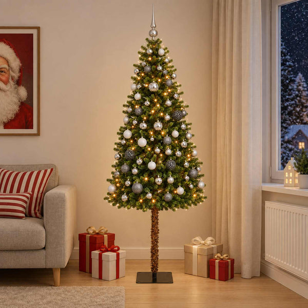 Muovinen joulukuusi koristeilla 120 cm 150 LEDiä