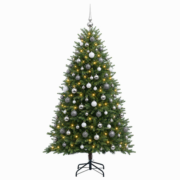 Muovinen joulukuusi koristeilla 180 cm 300 LEDiä