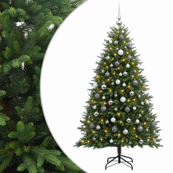 Muovinen joulukuusi koristeilla 210 cm 300 LEDiä