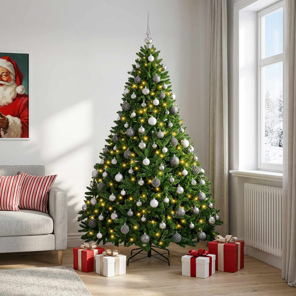Tekokuusi keskivihreä joulupalloilla 270 cm 300 LEDiä