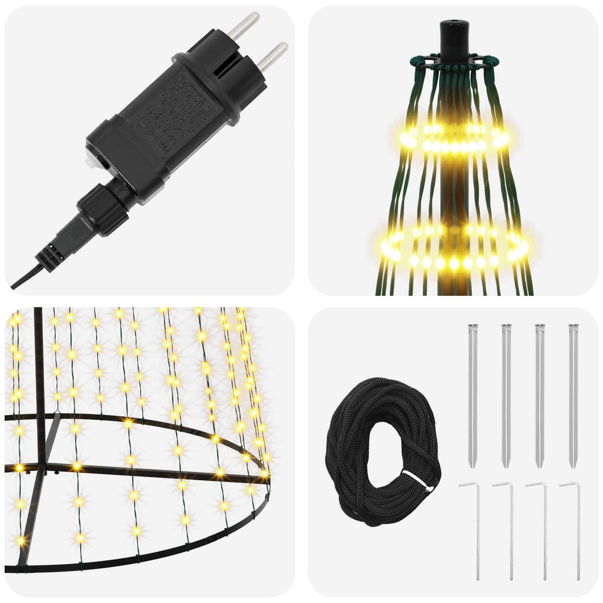 LED-joulupuu EKENAS 385 cm 1148 LEDiä Lämpimän Valkoinen Rauta
