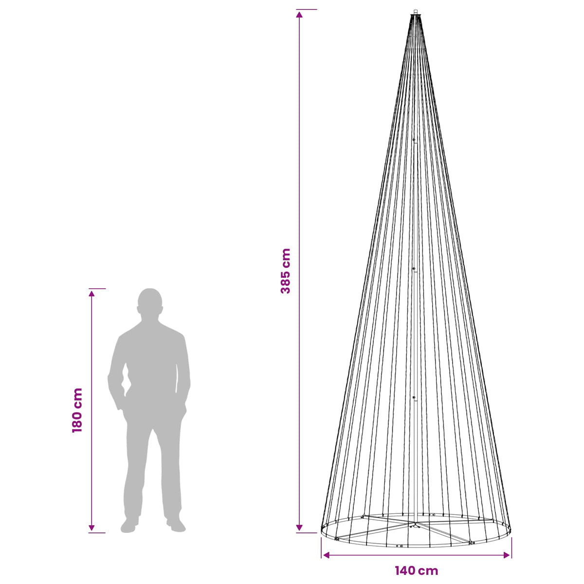 LED-joulupuu EKENAS 385 cm 1148 LEDiä Lämpimän Valkoinen Rauta