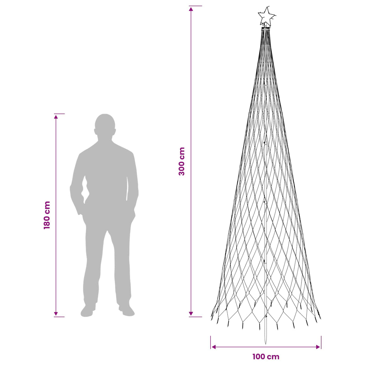 LED-joulupuu EKENAS 300 cm 350 LEDiä Lämpimän Valkoinen Rauta