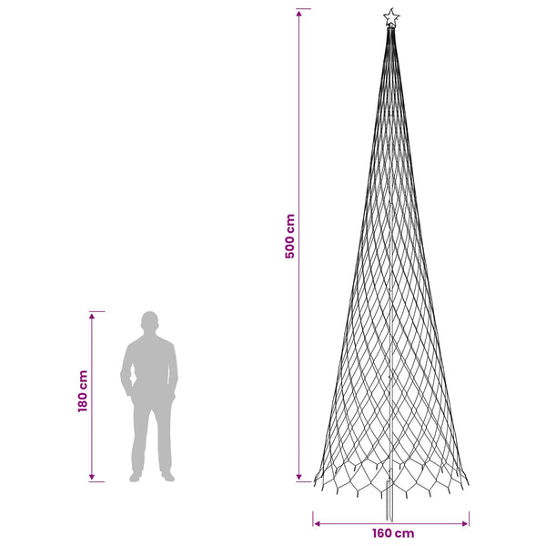 LED-joulupuu EKENAS 500 cm 550 LEDiä Kylmä valkoinen Rauta
