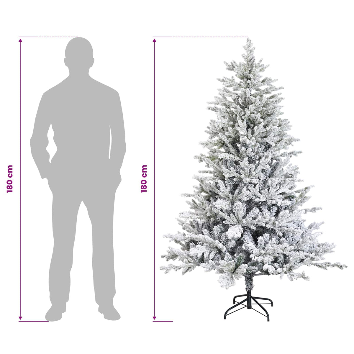 Salkomallinen tekoinen joulukuusi 180 cm PVC ja metalli