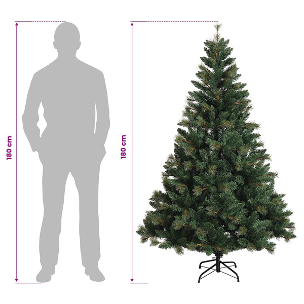 Salkomallinen tekoinen joulukuusi 180 cm PVC ja metalli Vihreä