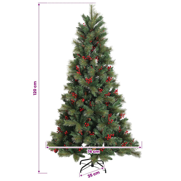 Salkomallinen tekoinen joulukuusi 120 cm PVC ja metalli Vihreä