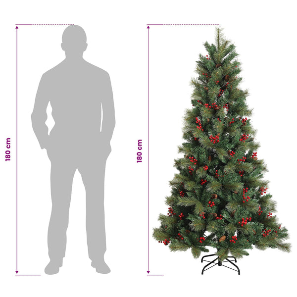 Salkomallinen tekoinen joulukuusi 180 cm PVC ja metalli Vihreä