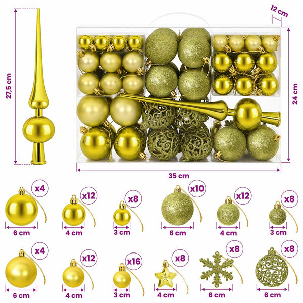 Joulupallosetti 111 kpl Vaalean vihreä Halk. 6 cm Polystyreeni