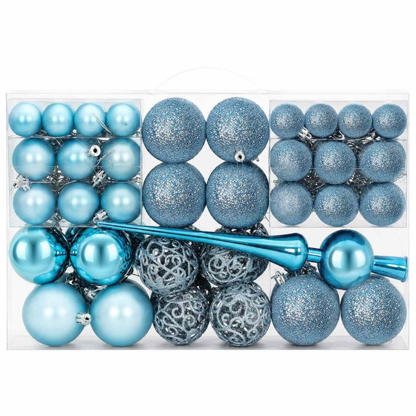 Joulupallosetti 111 kpl Turkoosi Halk. 6 cm Polystyreeni