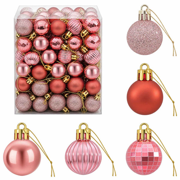 Joulupallosetti 150 kpl Pinkki ja roosa 3 cm Polystyreeni