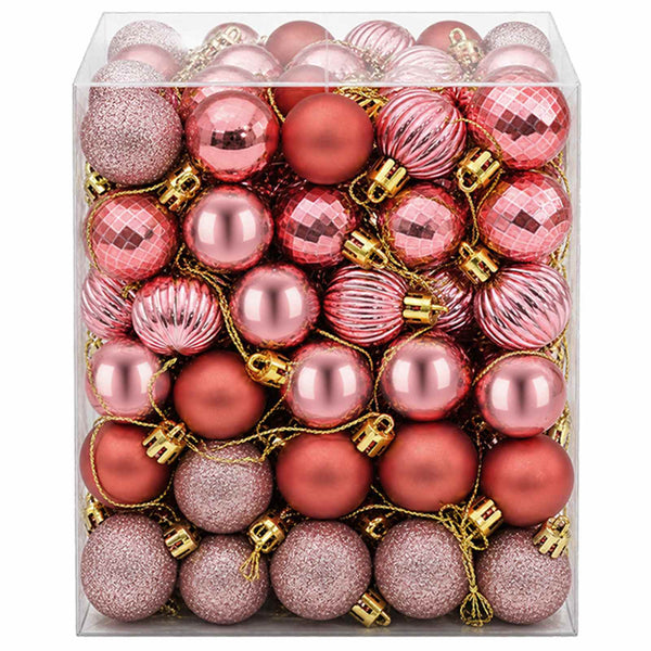 Joulupallosetti 150 kpl Pinkki ja roosa 3 cm Polystyreeni
