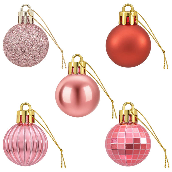 Joulupallosetti 150 kpl Pinkki ja roosa 3 cm Polystyreeni