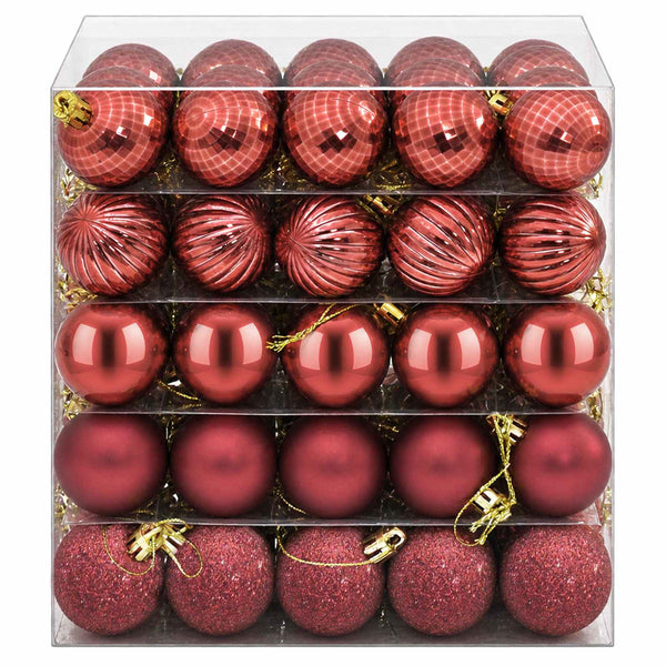 Joulupallosetti 150 kpl Viininpunainen 3 cm Polystyreeni