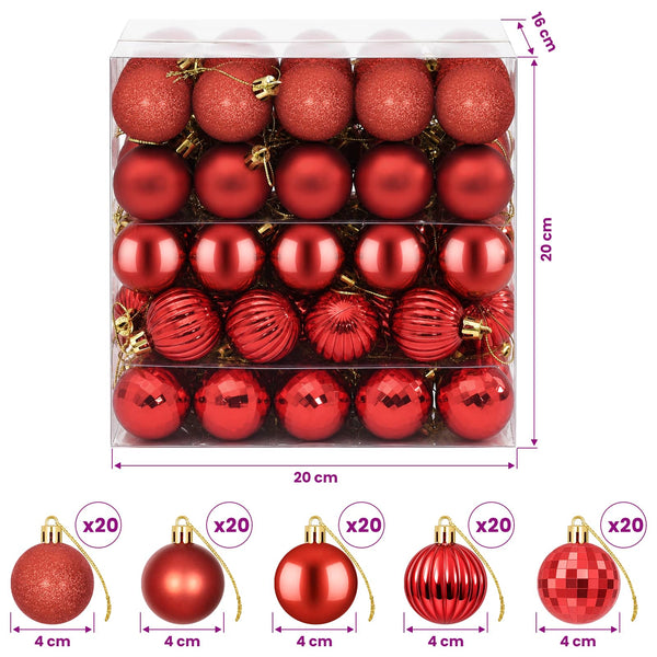 Joulupallosetti 100 kpl Punainen 4 cm Polystyreeni