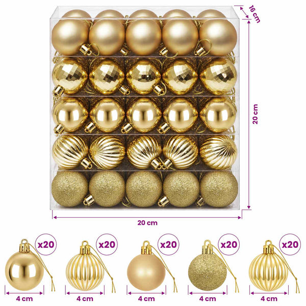 Joulupallosetti 100 kpl Kulta 4 cm Polystyreeni