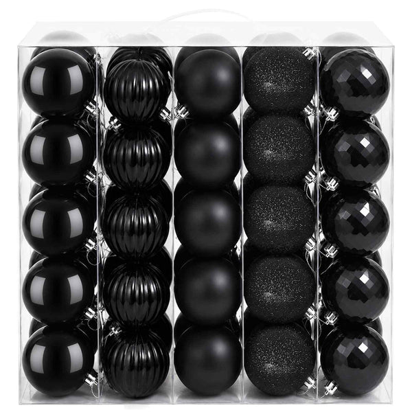Joulupallosetti 75 kpl Musta 6 cm Polystyreeni