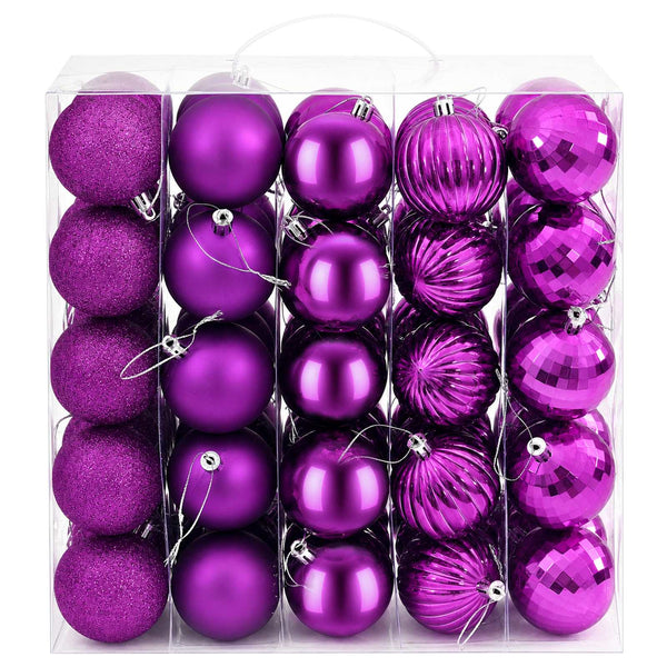 Joulupallosetti 75 kpl Liila 6 cm Polystyreeni