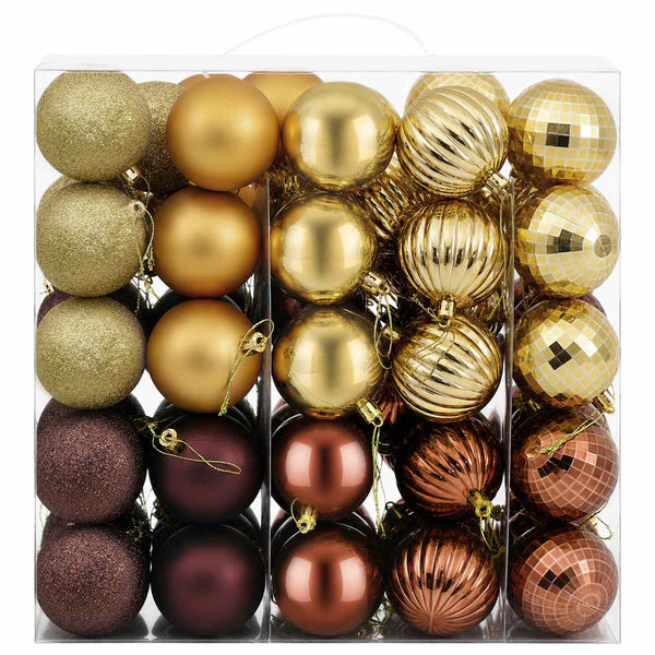 Joulupallosetti 75 kpl Ruskea ja kulta 6 cm Polystyreeni