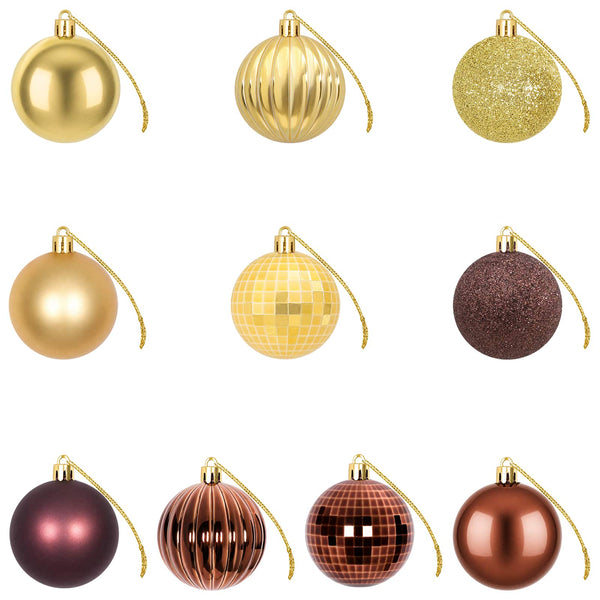 Joulupallosetti 75 kpl Ruskea ja kulta 6 cm Polystyreeni