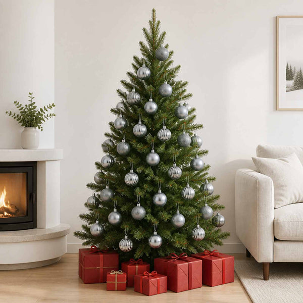 Joulupallosetti 75 kpl Harmaa 6 cm Polystyreeni