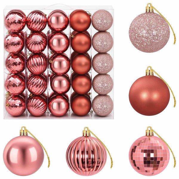 Joulupallosetti 75 kpl Pinkki ja roosa 6 cm Polystyreeni