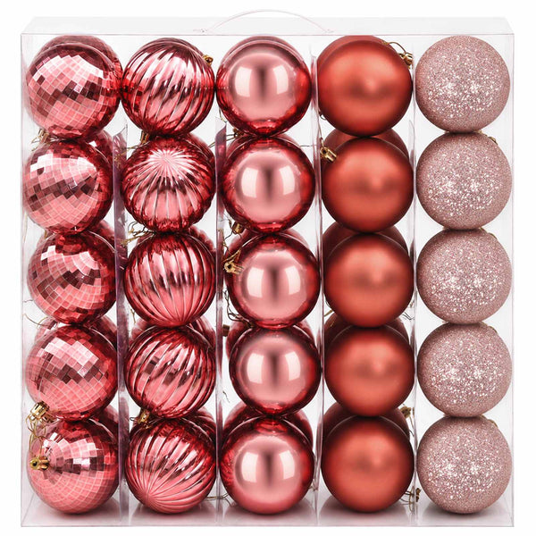 Joulupallosetti 75 kpl Pinkki ja roosa 6 cm Polystyreeni