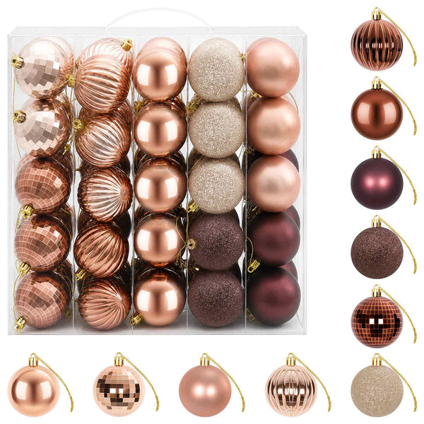Joulupallosetti 75 kpl Samppanja ja ruskea 6 cm Polystyreeni