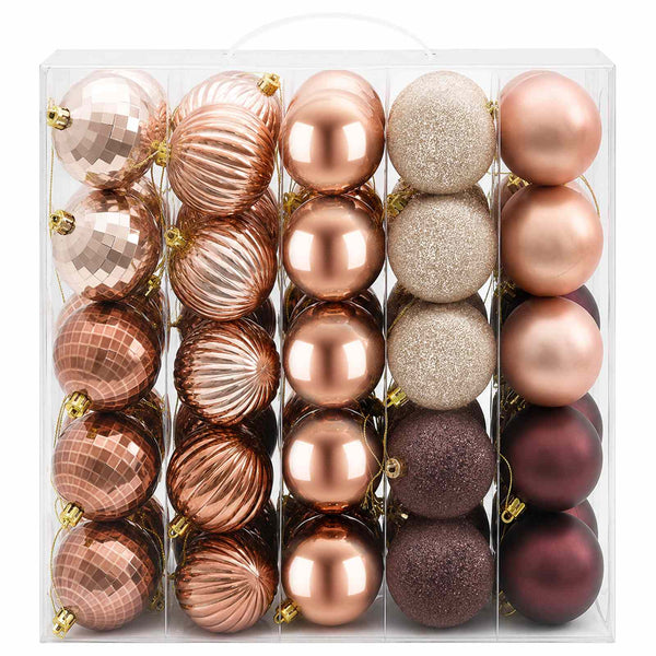 Joulupallosetti 75 kpl Samppanja ja ruskea 6 cm Polystyreeni