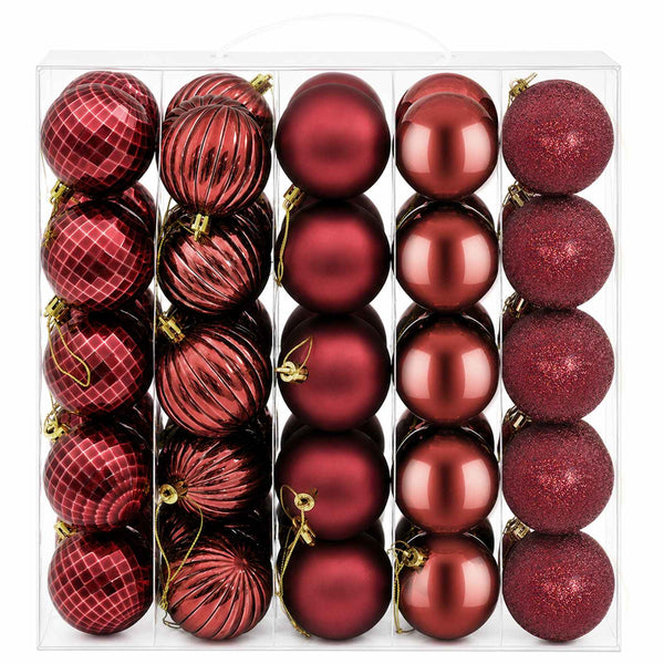 Joulupallosetti 75 kpl Viininpunainen 6 cm Polystyreeni