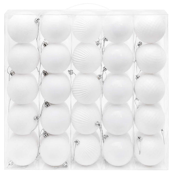Joulupallosetti 50 kpl valkoinen Halk. 8 cm Polystyreeni