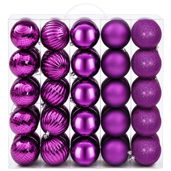 Joulupallosetti 50 kpl Liila Halk. 8 cm Polystyreeni
