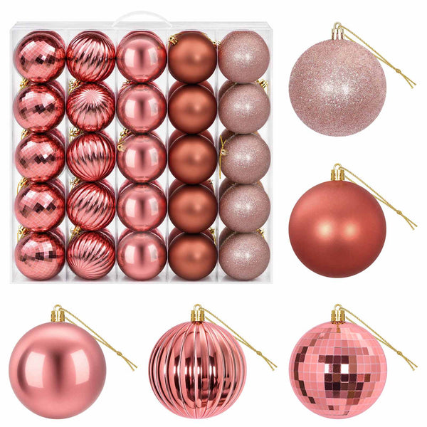 Joulupallosetti 50 kpl Pinkki ja roosa Halk. 8 cm Polystyreeni