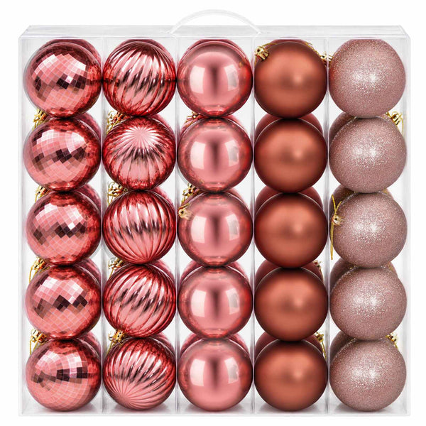 Joulupallosetti 50 kpl Pinkki ja roosa Halk. 8 cm Polystyreeni