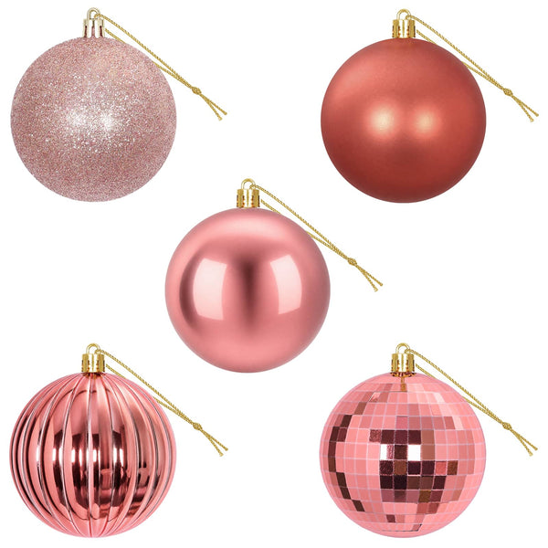 Joulupallosetti 50 kpl Pinkki ja roosa Halk. 8 cm Polystyreeni