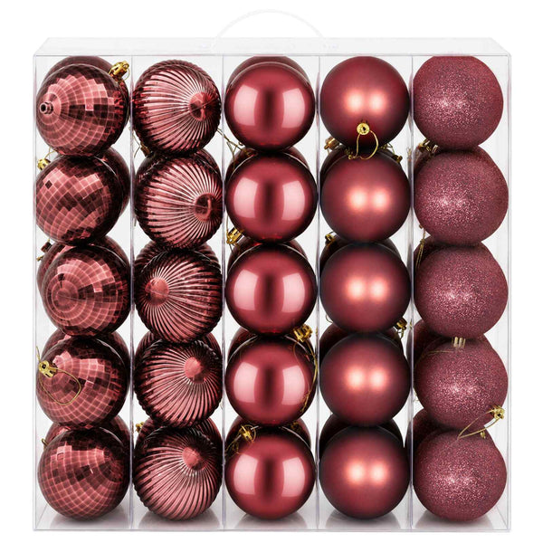 Joulupallosetti 50 kpl Viininpunainen Halk. 8 cm Polystyreeni