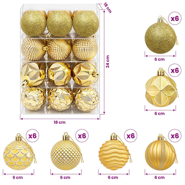 Joulupallosetti 36 kpl Kulta Halk. 6 cm Polystyreeni