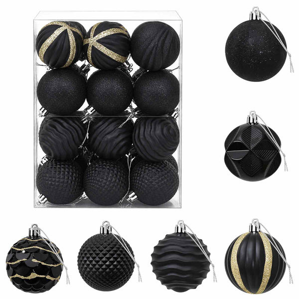 Joulupallosetti 36 kpl Musta Halk. 6 cm Polystyreeni