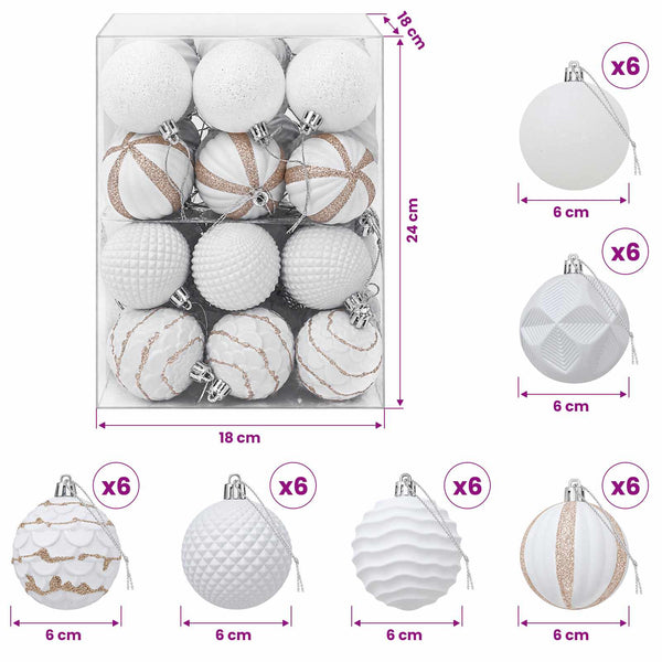 Joulupallosetti 36 kpl valkoinen Halk. 6 cm Polystyreeni