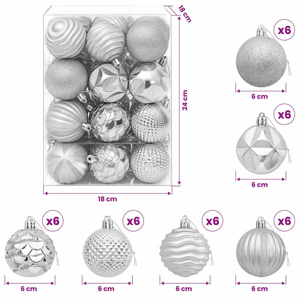 Joulupallosetti 36 kpl Hopea Halk. 6 cm Polystyreeni