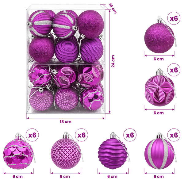 Joulupallosetti 36 kpl Liila Halk. 6 cm Polystyreeni