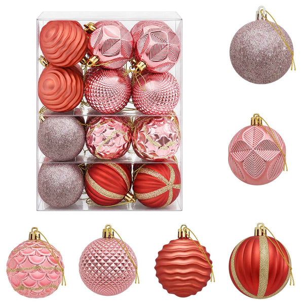 Joulupallosetti 36 kpl Pinkki ja roosa Halk. 6 cm Polystyreeni