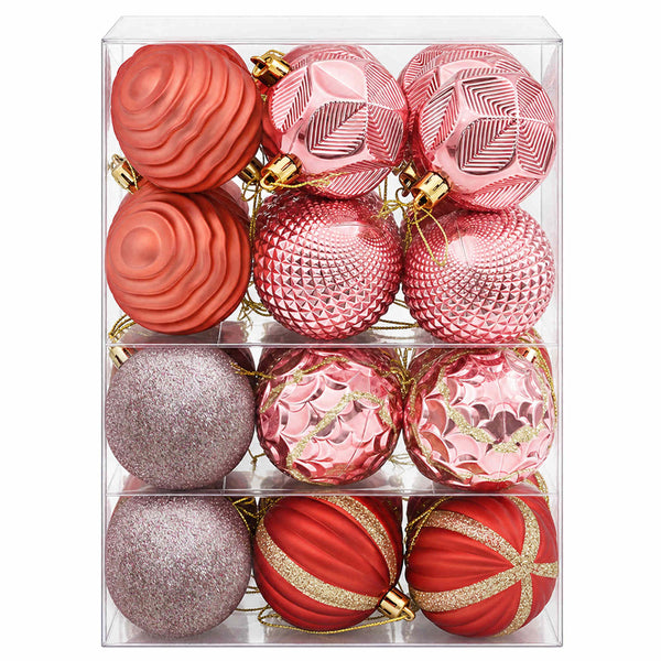 Joulupallosetti 36 kpl Pinkki ja roosa Halk. 6 cm Polystyreeni