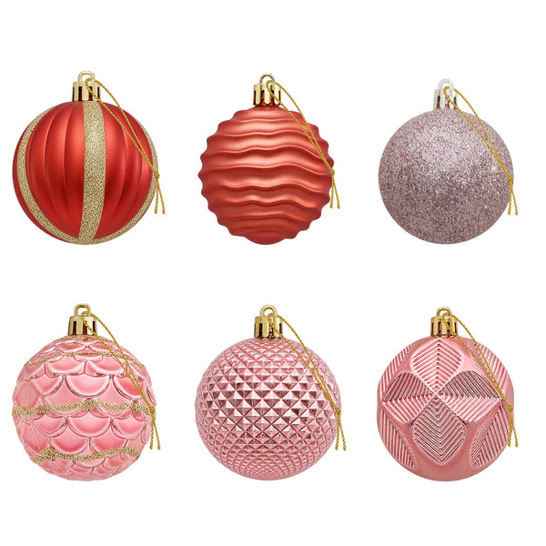 Joulupallosetti 36 kpl Pinkki ja roosa Halk. 6 cm Polystyreeni