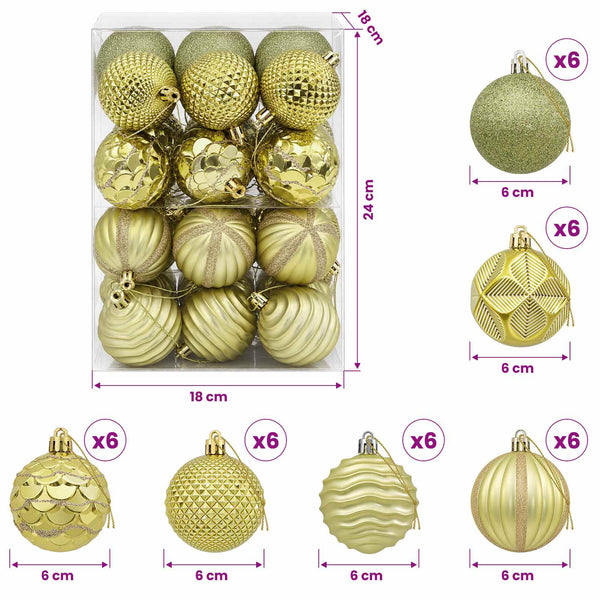 Joulupallosetti 36 kpl Vaalean vihreä Halk. 6 cm Polystyreeni