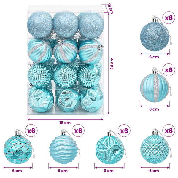 Joulupallosetti 36 kpl Turkoosi Halk. 6 cm Polystyreeni