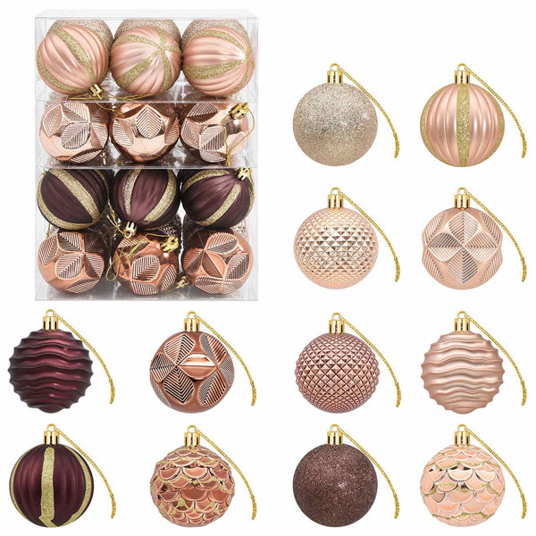 Joulupallosetti 36 kpl Samppanja ja ruskea Halk. 6 cm