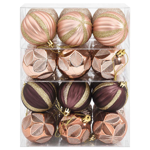 Joulupallosetti 36 kpl Samppanja ja ruskea Halk. 6 cm